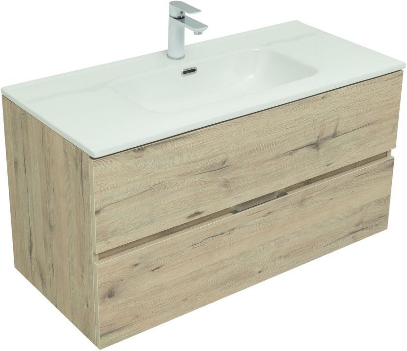 Приобрести aquanet тумба с раковиной алвита new 100 см, 2 ящика, дуб веллингтон белая