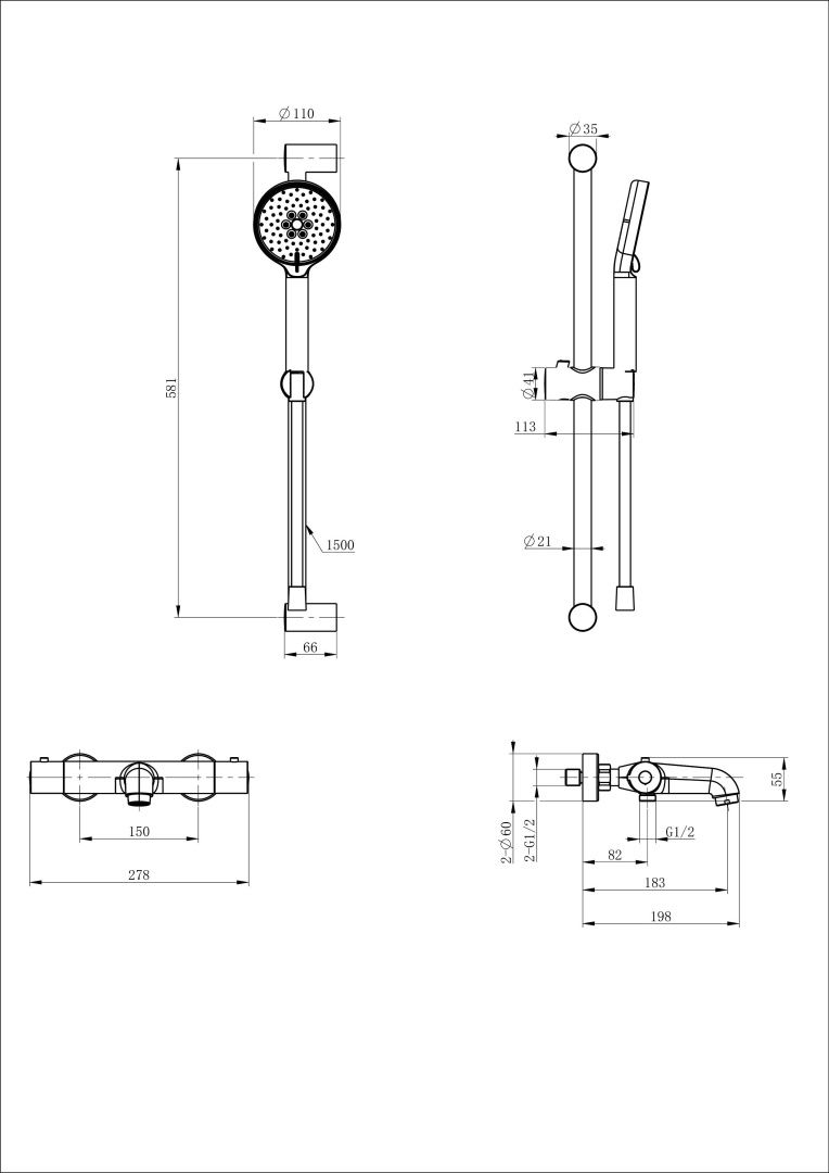 Приобрести смеситель для ванны с душевым гарнитуром и термостатом wonzon & woghand, темный графит (ww-c2006-a-bgg)