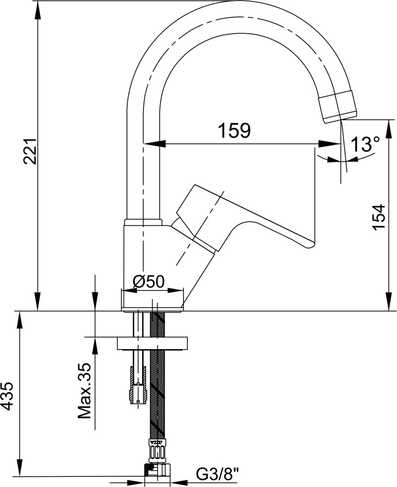 Приобрести смеситель для раковины e.c.a. niobe без донного клапана 102188054ex