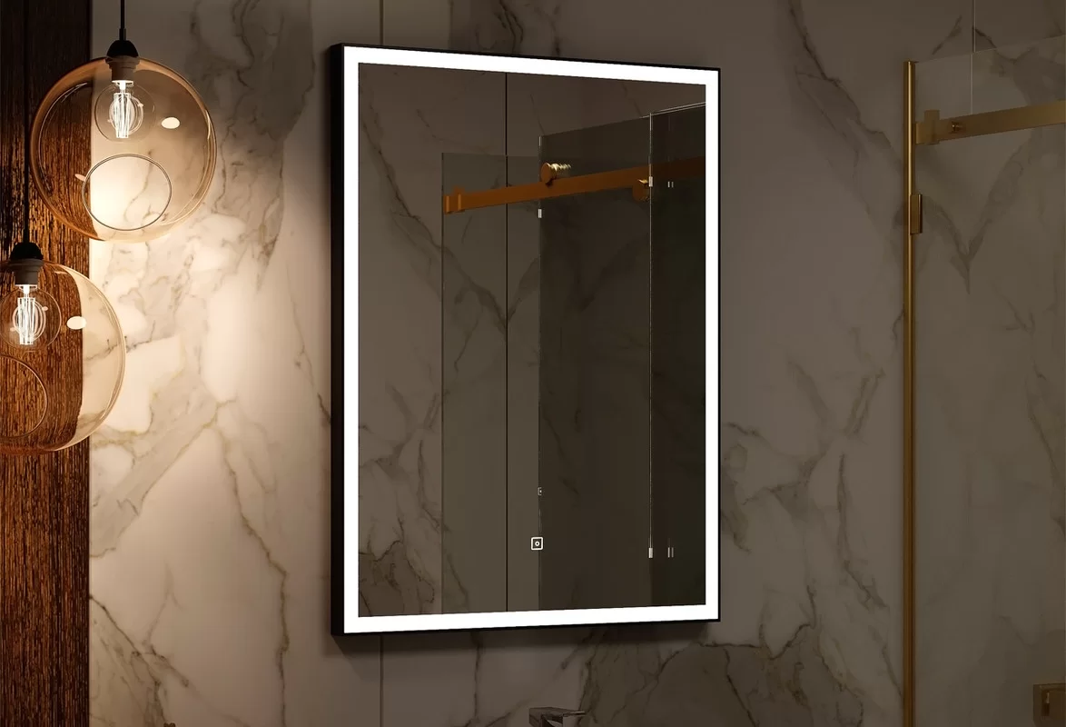 Приобрести continent зеркало с подсветкой frame black 60х80 см, черное