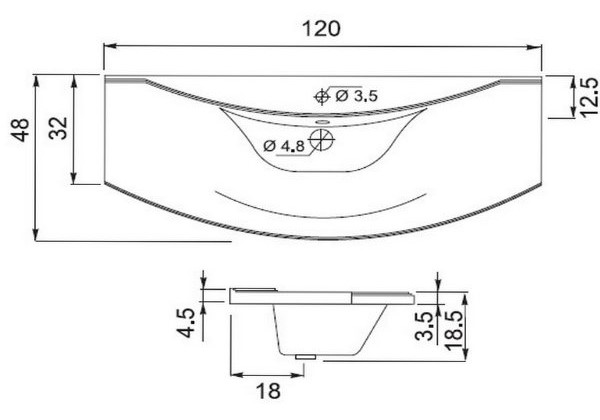 Приобрести aquanet раковина тренто 120х45 см, белая