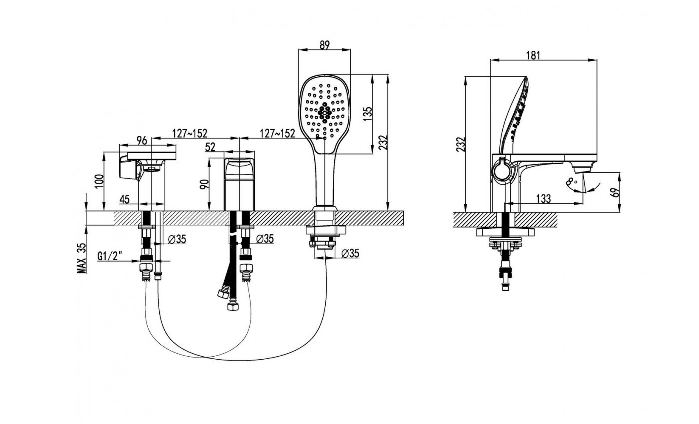 Приобрести lemark смеситель на борт ванны shift, 3 отверстия, хром lm4347c