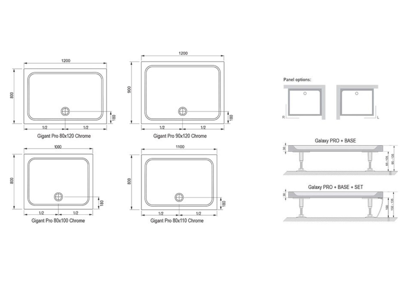 Приобрести поддон каменный ravak galaxy gigant pro chrome 110х80 см xa04d401010