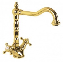 CEZARES Смеситель для раковины GOLF, высокий с донным клапаном, золото GOLF-LS2-03/24