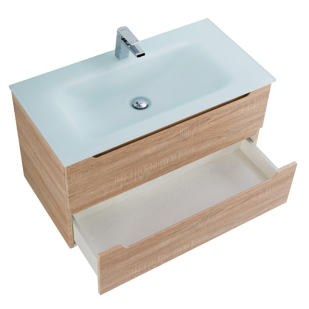 Приобрести belbagno тумба с раковиной etna 100 см, подвесная rovere bianco, стеклянная раковина