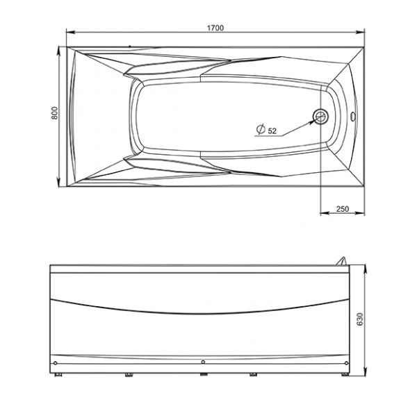 Приобрести ванна акриловая sole kappa 170x80