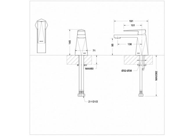 Приобрести смеситель для раковины bravat iceberg f176110c