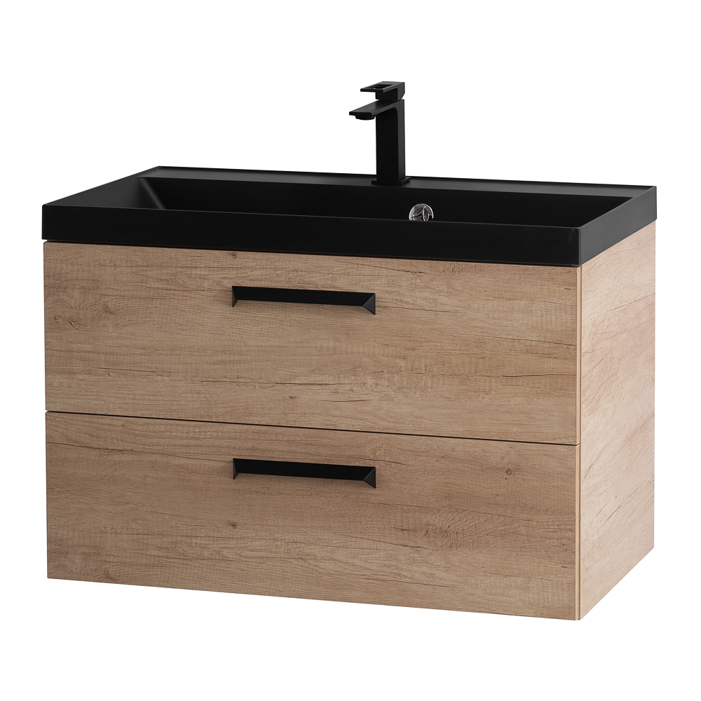 Приобрести belbagno тумба с раковиной aurora 80 см, подвесная rovere nebrasca nature, чёрная раковина