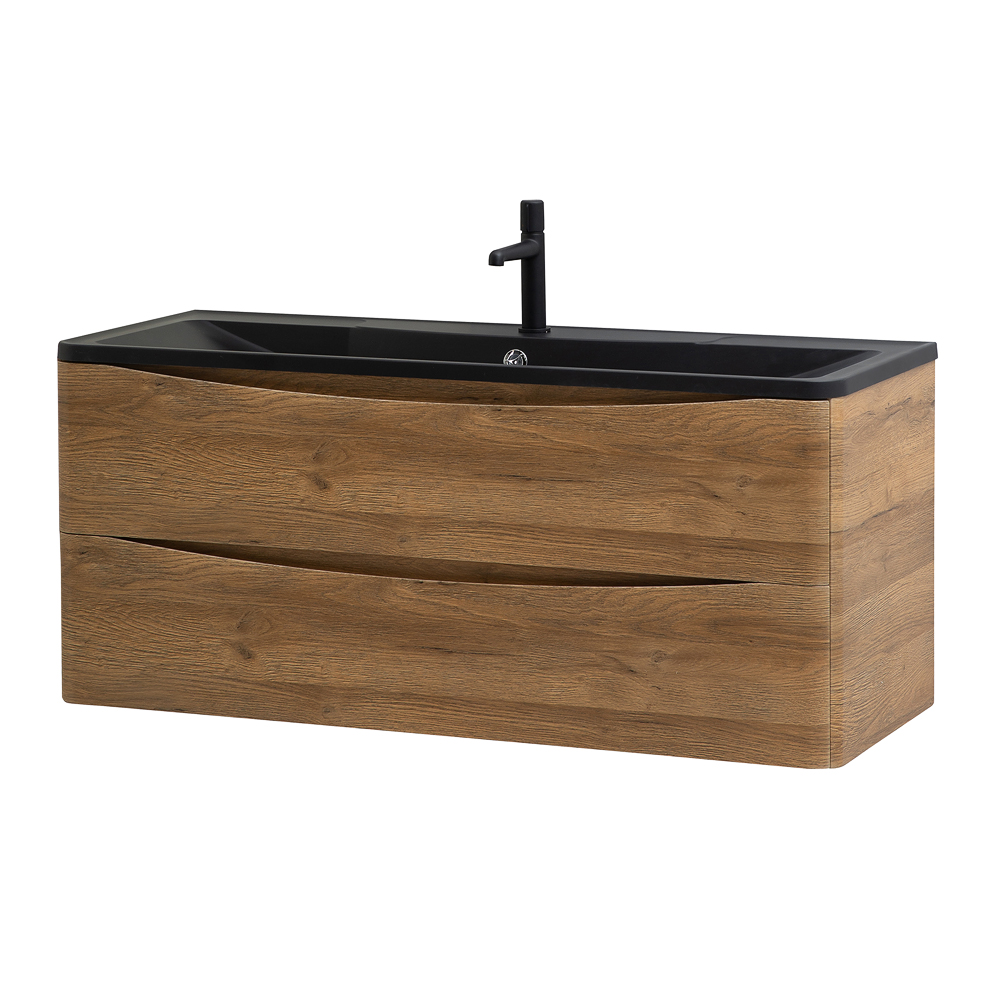 Приобрести belbagno тумба с раковиной acqua 120 см, подвесная rovere rustico, чёрная раковина