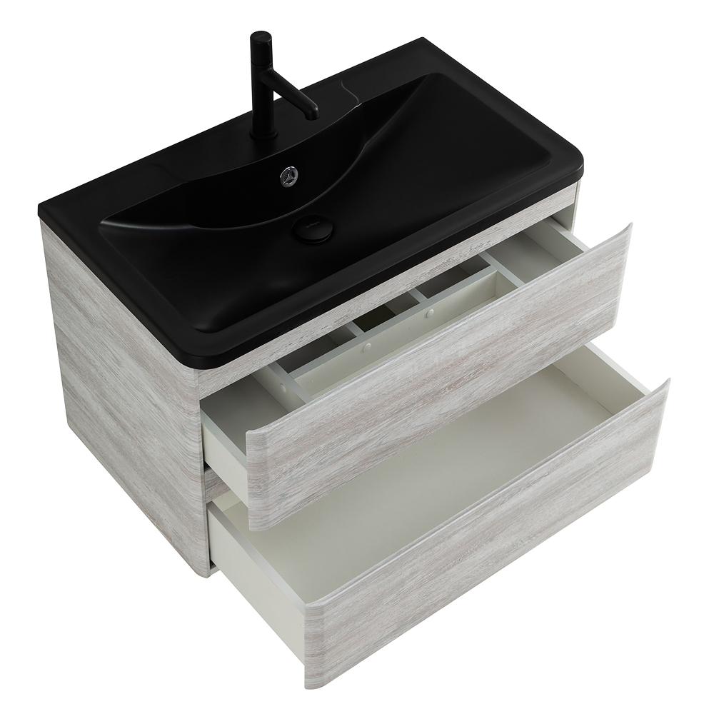 Приобрести belbagno тумба с раковиной albano 100 см, подвесная rovere vintage bianco, чёрная раковина