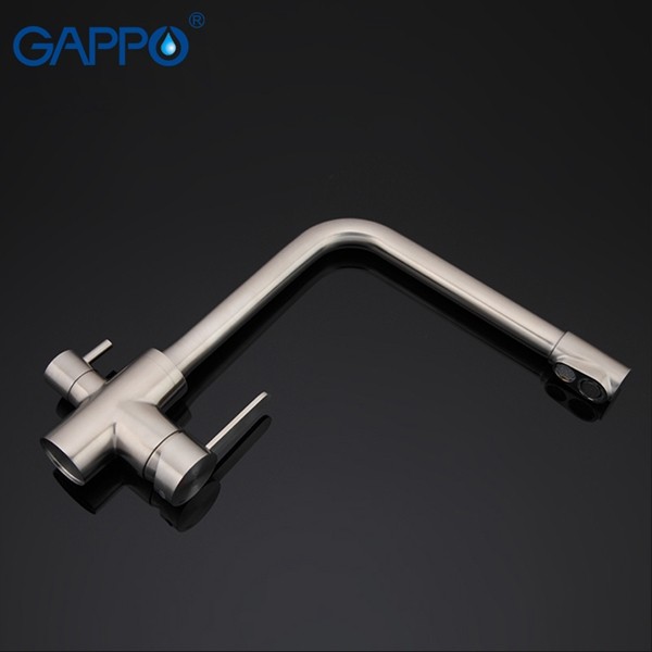 Приобрести gappo смеситель для кухни g4399-1 с фильтром и высоким изливом, нержавеющая сталь 84972