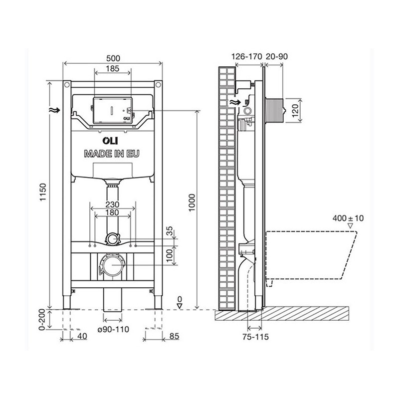 Приобрести инсталляция для унитаза oli 120 olipure sanitarblok, механическая,