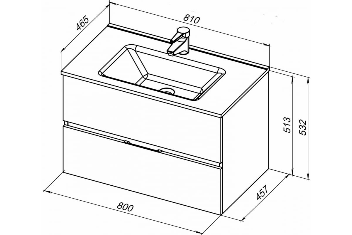 Приобрести aquanet тумба с раковиной алвита new 80 см, 2 ящика, дуб веллингтон белая
