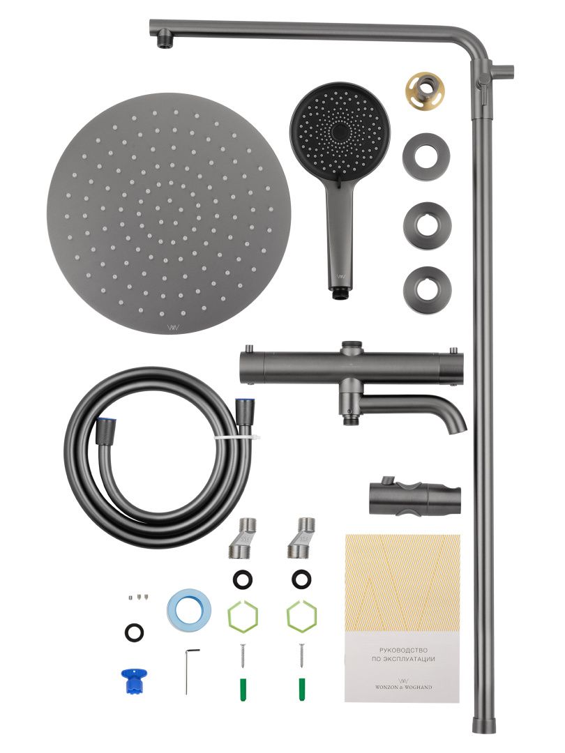 Приобрести душевая система с термостатом wonzon & woghand stick, темный графит (ww-88739903-bgm)