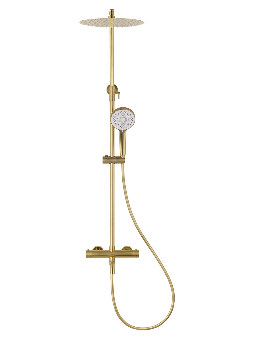 Приобрести душевая система с термостатом wonzon & woghand stick, брашированное золото (ww-88739903-bg)