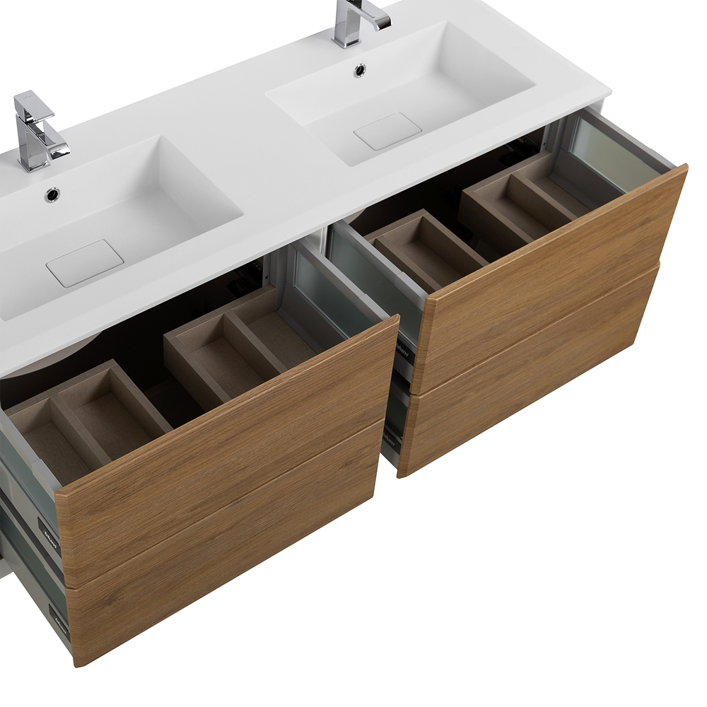 Приобрести cezares тумба подвесная с раковиной на две чаши bellagio 140 см rovere tabacco, дерево 54716