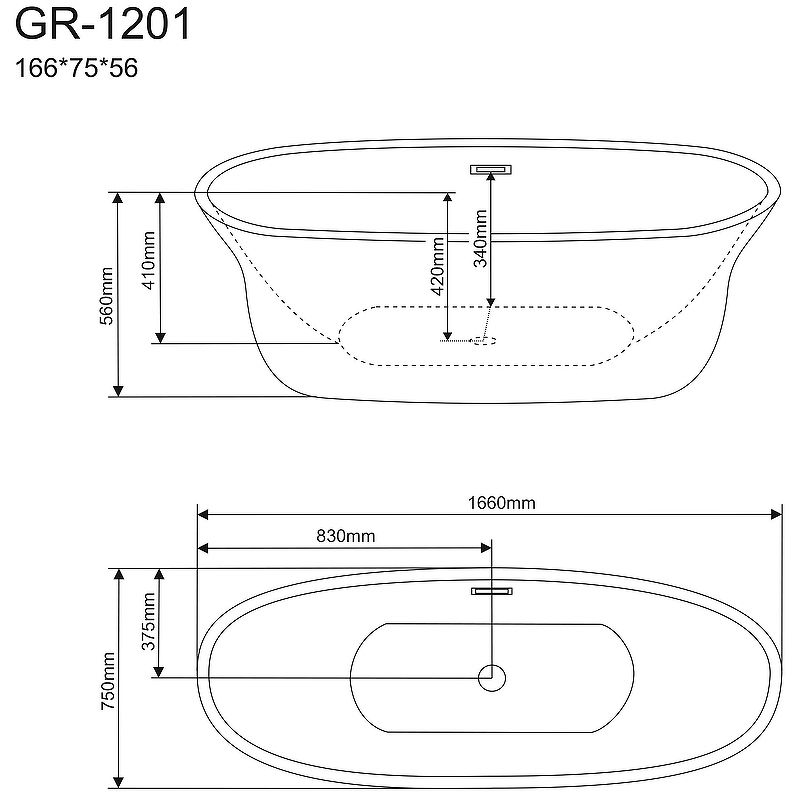 Приобрести grossman отдельностоящая ванна galaxy 166x75 см, белая gr-1201