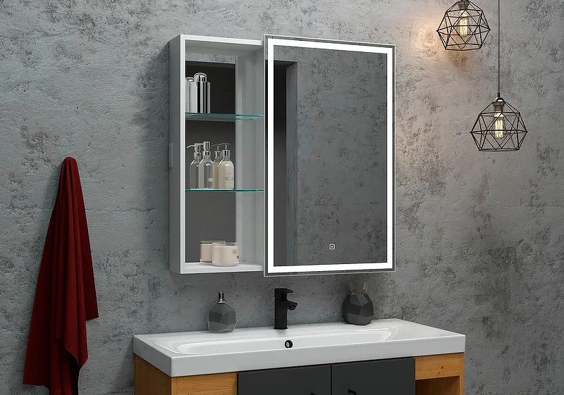 Приобрести continent зеркало шкаф с подсветкой aperio 80х80 см, сенсорный включатель, правосторонее, белое