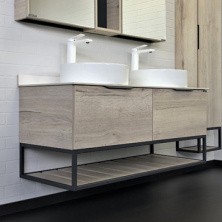 Сomforty Тумба со столешницей и раковиной Порто-120-2, дуб дымчатый