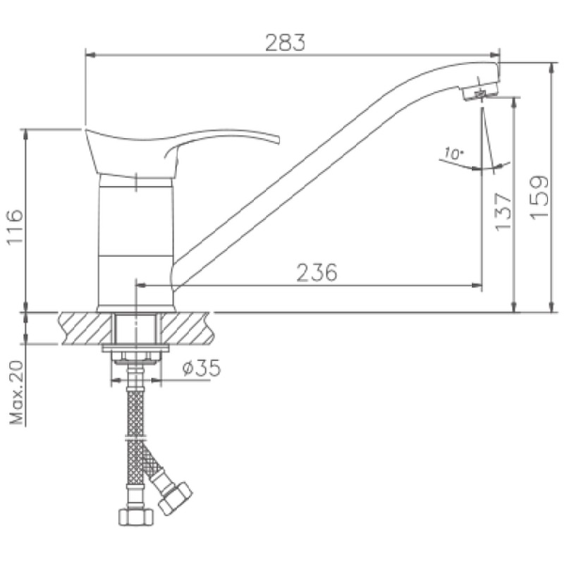 Приобрести haiba смеситель для кухни 283 мм, хром hb-4901