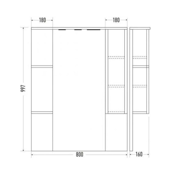Приобрести mirsant зеркало шкаф next 80 см, левое, белое ут000021375