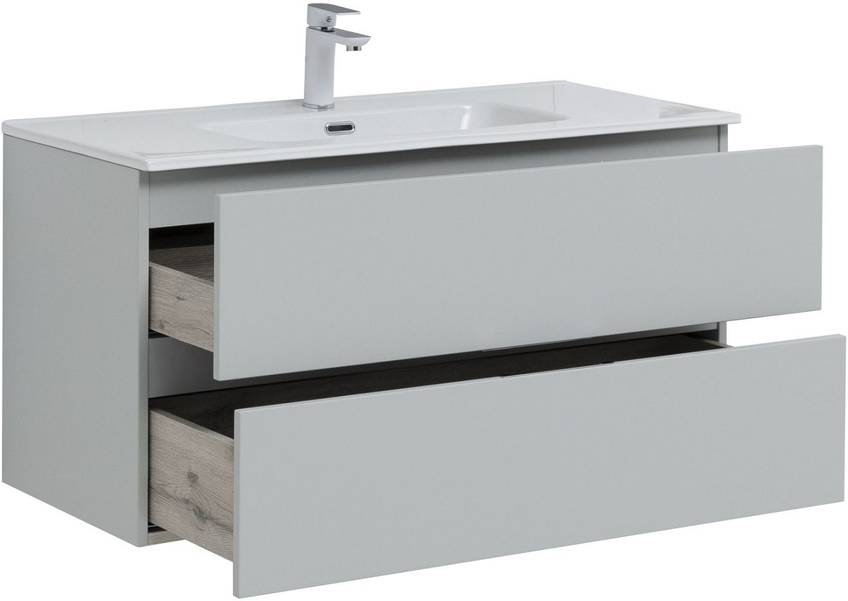 Приобрести aquanet тумба с раковиной алвита new 100 см, 2 ящика, серый