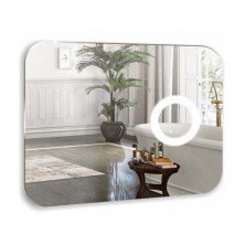 Azario Зеркало Лиза 80х60 см, белый, с подсветкой, сенсорный выключатель, часы CS00068838