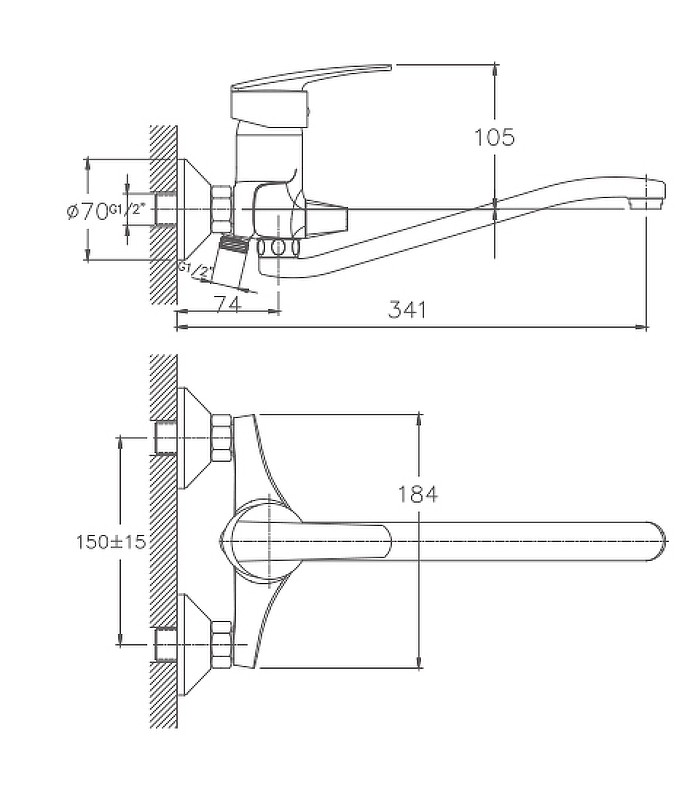 Приобрести haiba смеситель для ванны 184мм, хром hb-2206