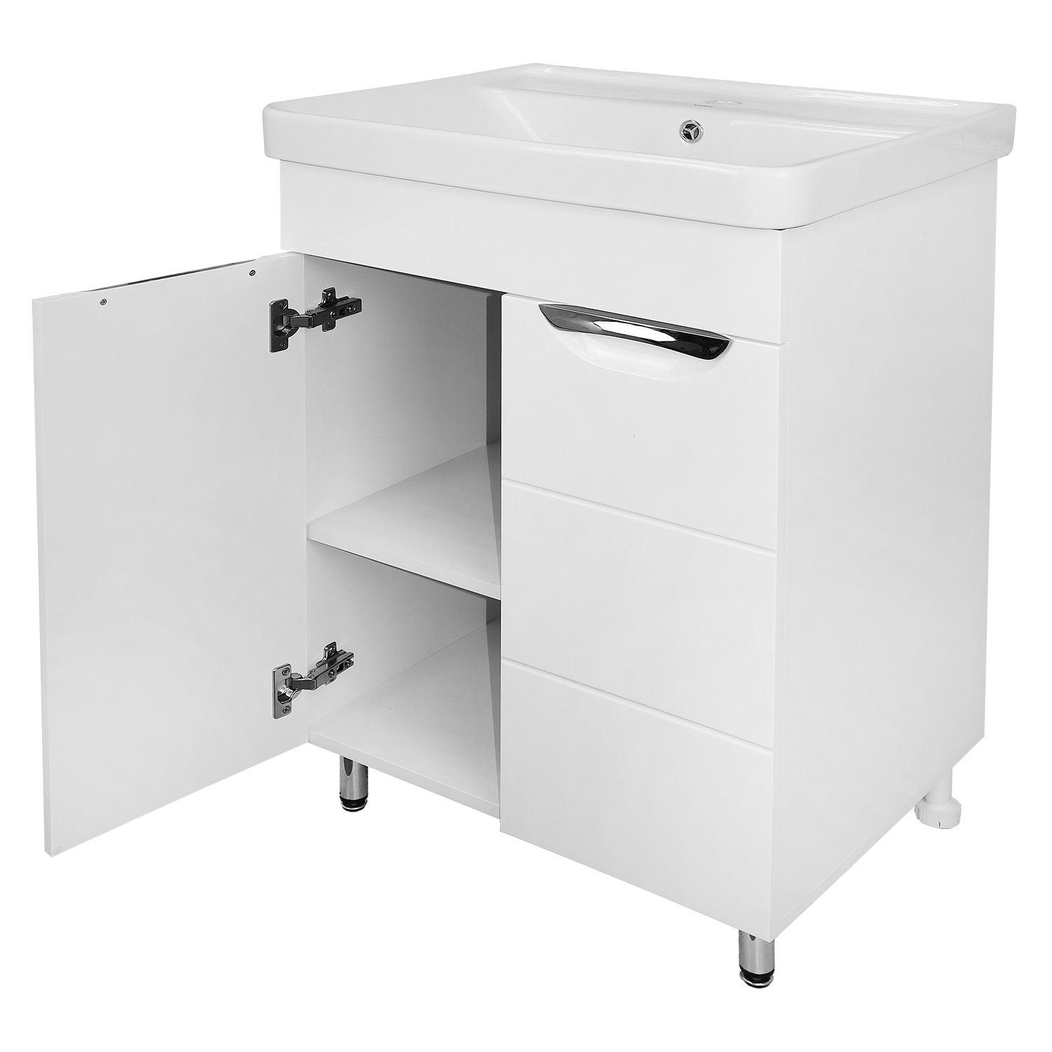 Приобрести loranto тумба напольная с раковиной стиль- 60 "соло" 60х90 см, фрезерованный фасад, белая (cs00069263)