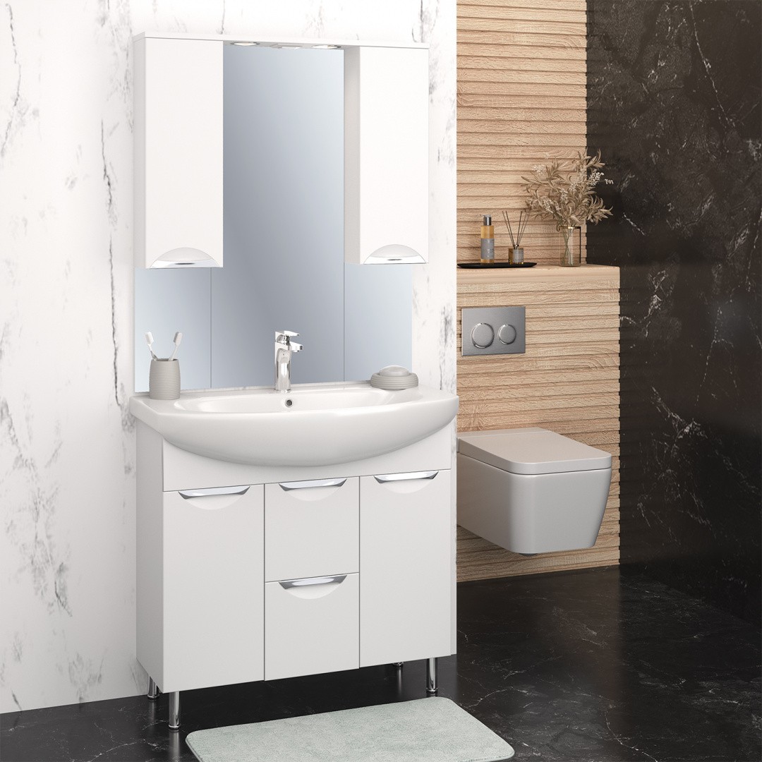 Приобрести aqua de marco зеркало-шкаф eleganse 85 см, белый\хром 1085cele