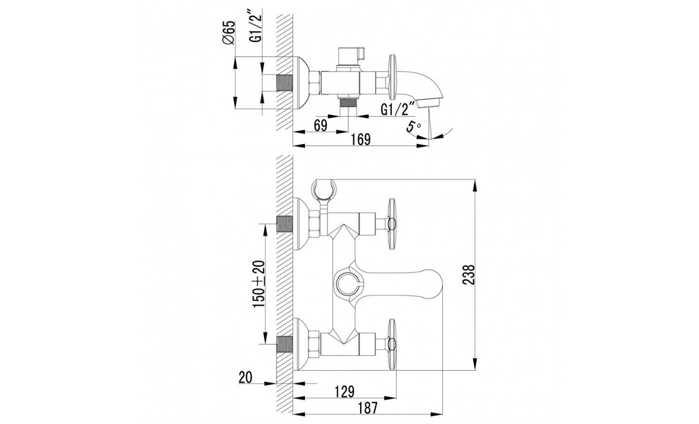 Приобрести lemark смеситель для ванны plus spirit, двухвентильный, хром lm1912c