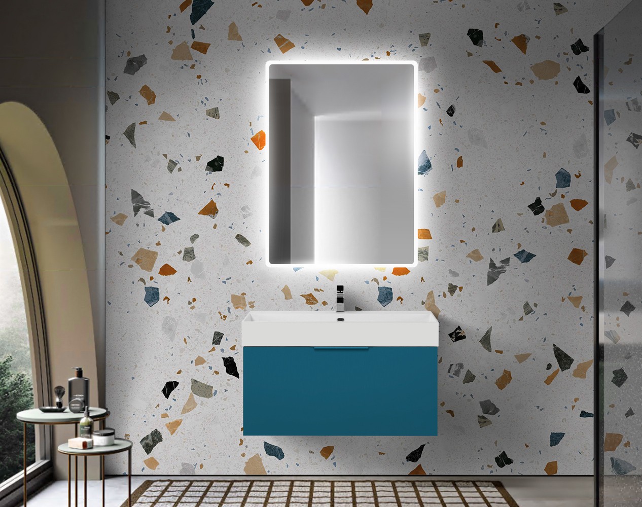 Приобрести cezares тумба подвесная с раковиной premium 90 см blu petrolio, голубая 55403