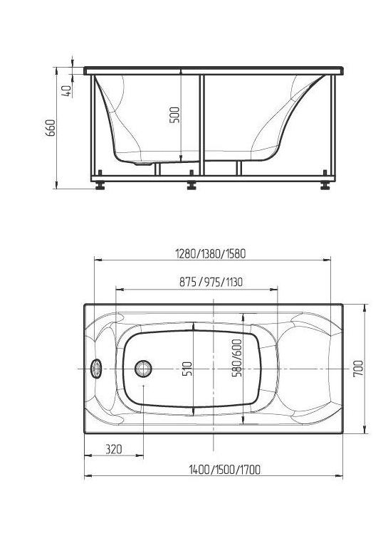 Приобрести акриловая ванна aquatek альфа 140x70 см