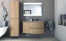 Cezares Тумба подвесная с раковиной VAGUE 104 Rovere Tabacco, правосторонняя, дерево 54835