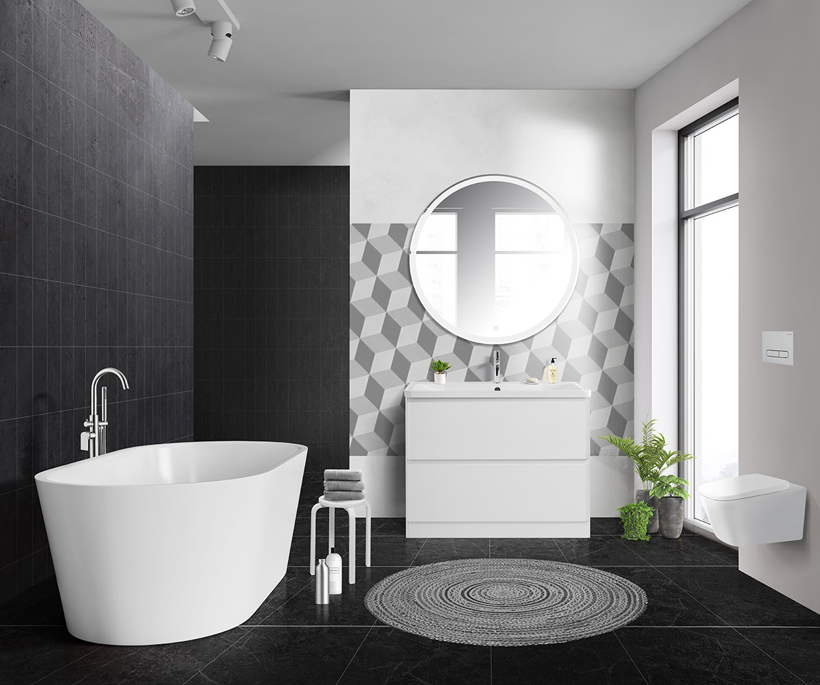 Приобрести belbagno тумба с раковиной albano 100 см, напольная bianco lucido, белая раковина