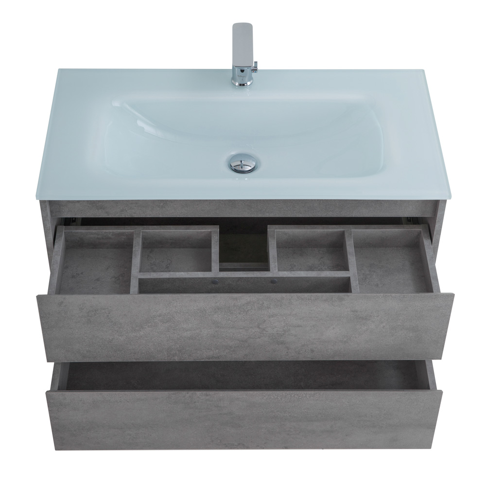 Приобрести belbagno тумба с раковиной kraft 80 см, подвесная cemento grigio, стеклянная раковина