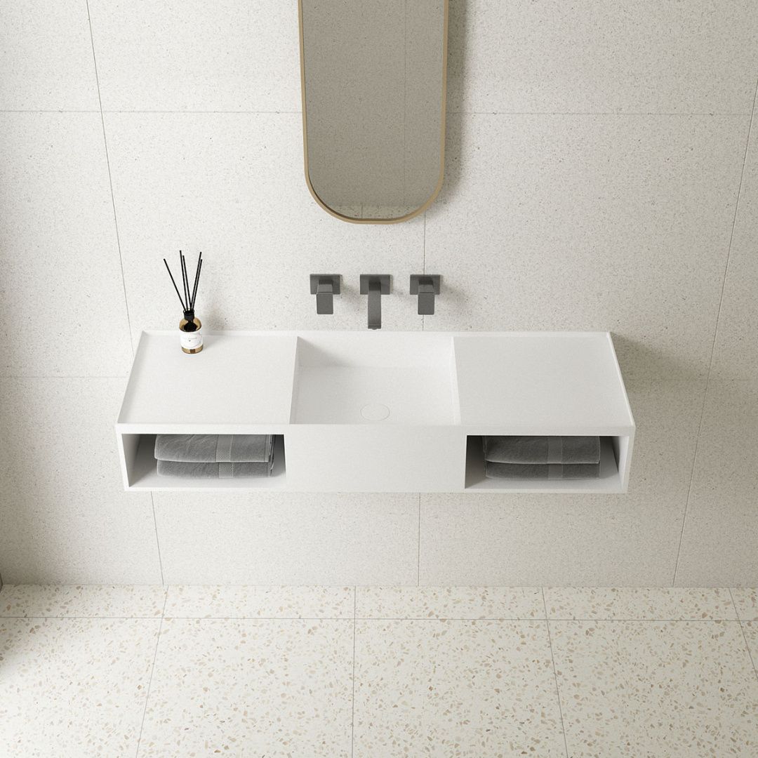 Приобрести vincea раковина подвесная solid surface 120х40 см, белая матовая vwb-6s212mw