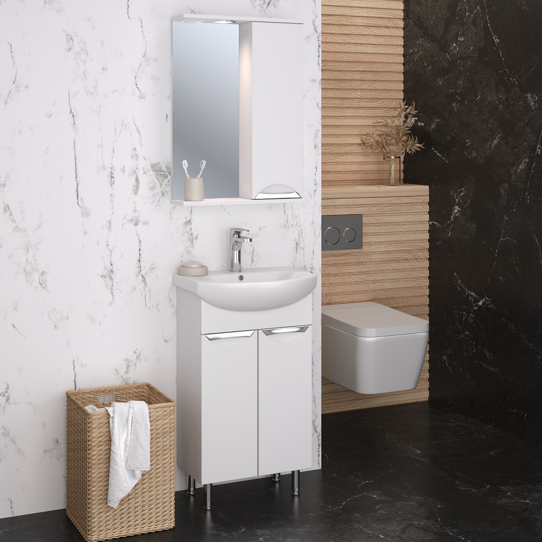 Приобрести aqua de marco зеркало-шкаф eleganse 50 см, правое, белый\хром 1050cele/r