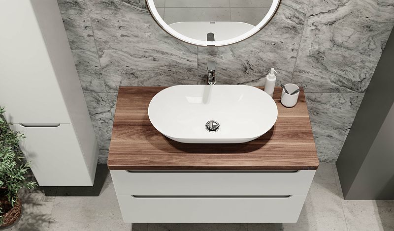 Приобрести jorno тумба подвесная wood 100 см со столешницей темное дерево, белая