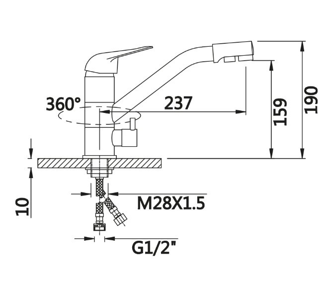 Приобрести смеситель для кухни vieir kitchen 190 мм, с подключением к фильтру, бронза v15001d