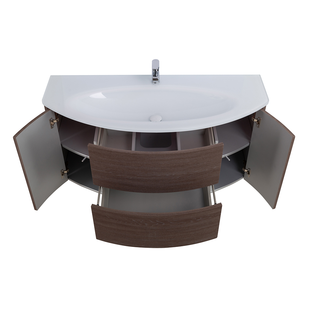 Приобрести cezares тумба подвесная с раковиной eden 121 см rovere scuro soft, стекло, коричневая 54408