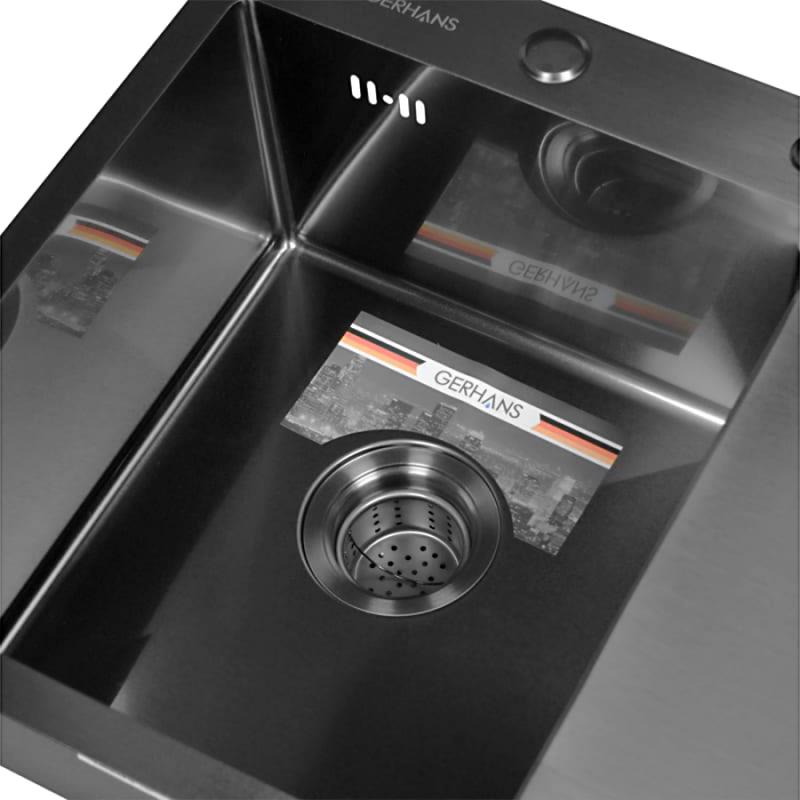 Приобрести gerhans кухонная мойка 58х48 см, левосторонняя, графит