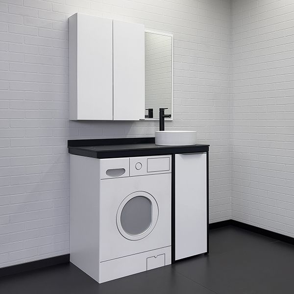 Приобрести сomforty тумба со столешницей и раковиной "лозанна-100" под стиральную машину, белый глянец