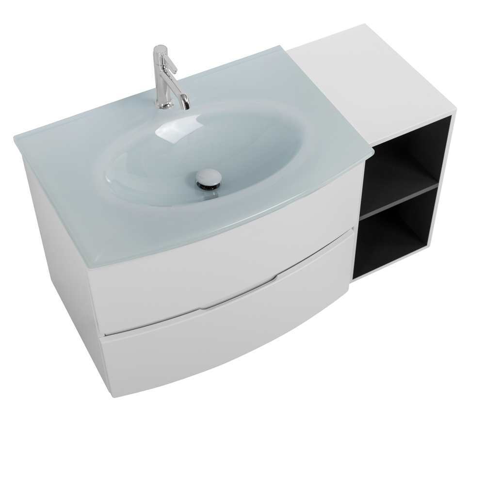 Приобрести cezares тумба подвесная с раковиной elettra 104 см bianco opaco, стекло, белая 55521