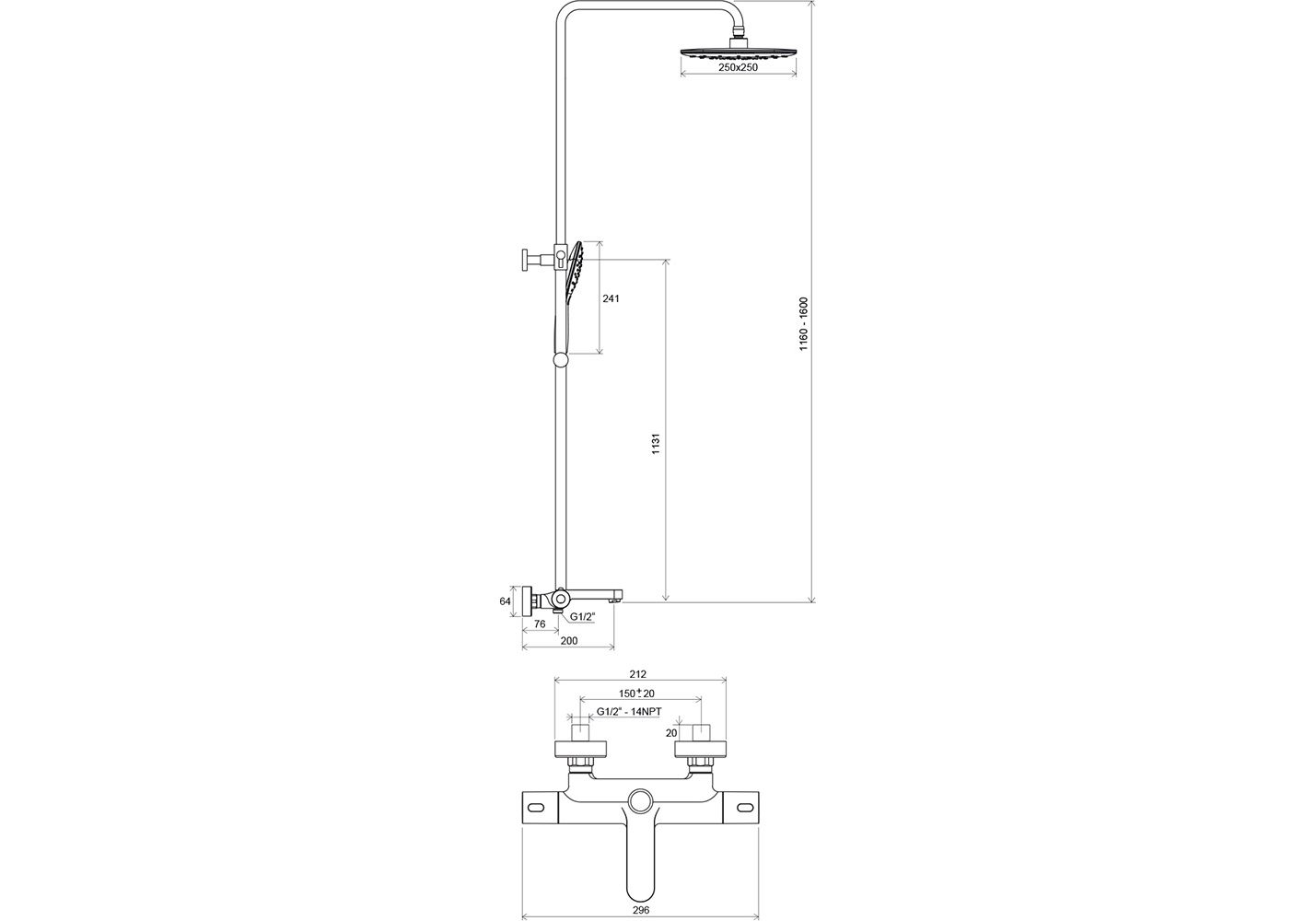 Приобрести ravak termo te 092.00/150 x070098 душевая система для ванны с термостатом