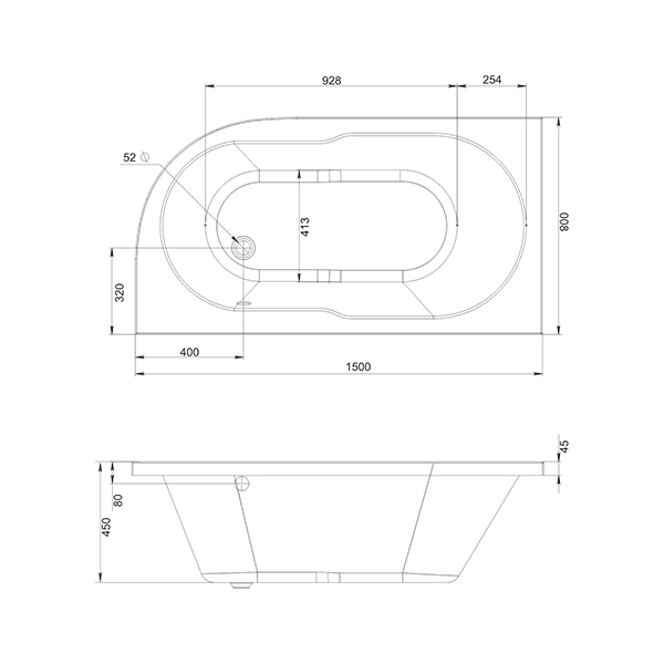 Приобрести mirsant ванна акриловая небуг 150*80 см, в комплекте, левая, белая ут000038828