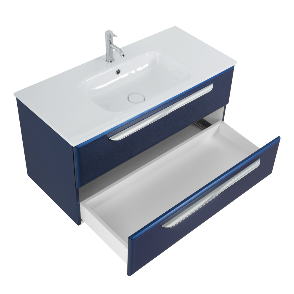 Приобрести cezares тумба подвесная с раковиной eco-cer 100 см sapfiro, синяя eco-cer-1000-2c-so-spf-p