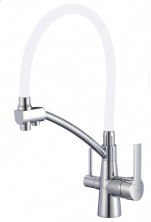 Savol Смеситель для кухни 440мм, гибкий излив, белый\хром S-L1805-02