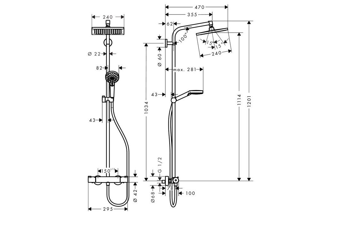 Приобрести 27271000 crometta e 240 1jet душевая система с термостатом