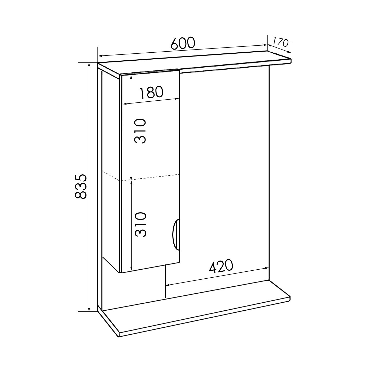 Приобрести loranto зеркало-шкаф стиль 60х83 cм, левосторонне белый (cs00024441)